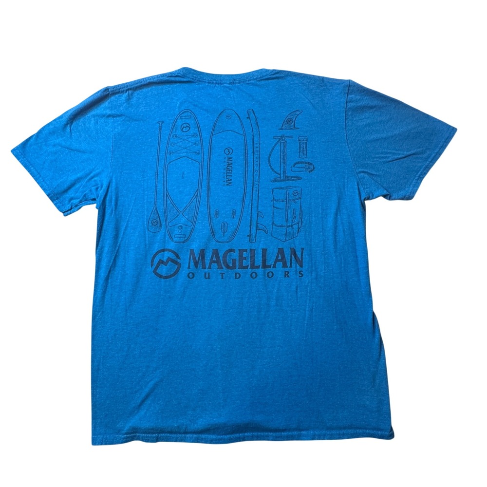 Magellan T-Shirt Mens L Blue Paddleboard‎ Graphic Short Sleeve Cotton Tee 36236
